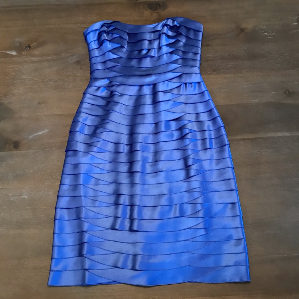 BCBG MaxAzria Strapless Tiered Satin Dress, Size 6